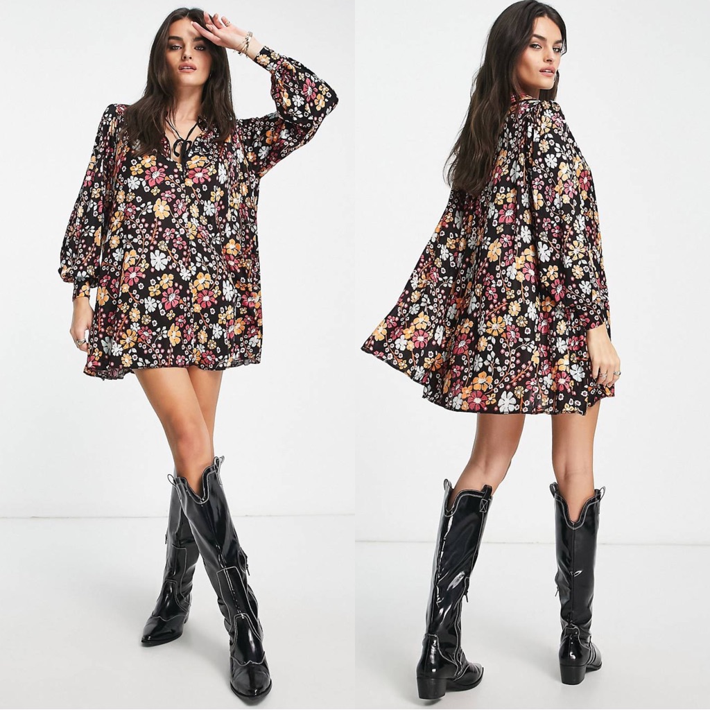Nwt Free People Daisy Jane Boho Floral Mini Dress Size Xs